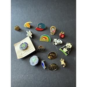 Vintage Pin Badge Bundle Lot (16) Retro Whimsy Y2K 70s 80s 90s Art To Wear